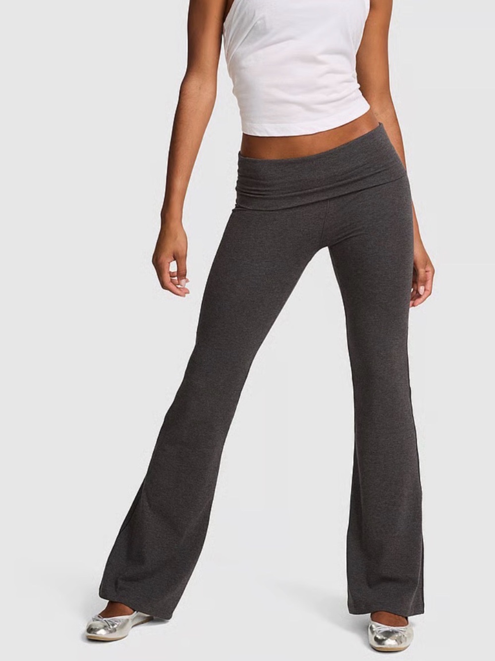 PINK Victoria Secret ALL-DAY COTTON Foldover Flare Leggings